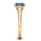 London Blue Topaz Solitaire Ring with Diamond Accent London Blue Topaz - ( AAA ) - Quality - Rosec Jewels