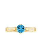 1/2 CT Solitaire Ring with Swiss Blue Topaz and Diamond for Her Swiss Blue Topaz - ( AAA ) - Quality - Rosec Jewels