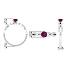 1 CT Round Shape Rhodolite and Diamond Criss Cross Ring Rhodolite - ( AAA ) - Quality - Rosec Jewels