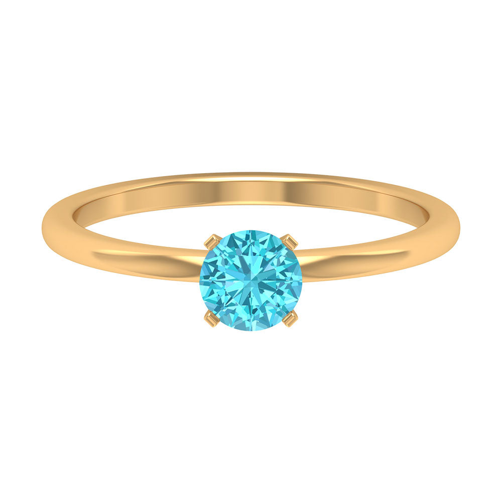 1/2 CT Solitaire Swiss Blue Topaz Ring for Her Swiss Blue Topaz - ( AAA ) - Quality - Rosec Jewels