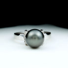 8 CT Real Tahitian Pearl Solitaire Ring with Diamond Tahitian pearl - ( AAA ) - Quality - Rosec Jewels