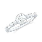 Round Moissanite Solitaire Engagement Ring in Beaded Bezel Setting Moissanite - ( D-VS1 ) - Color and Clarity - Rosec Jewels