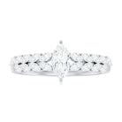 Marquise Cut Moissanite Engagement Ring with Side Stones Moissanite - ( D-VS1 ) - Color and Clarity - Rosec Jewels