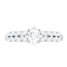 Oval Moissanite Engagement Ring with Marquise Side Stones Moissanite - ( D-VS1 ) - Color and Clarity - Rosec Jewels