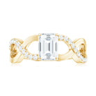 Emerald Cut Certified Moissanite Infinity Style Engagement Ring Moissanite - ( D-VS1 ) - Color and Clarity - Rosec Jewels