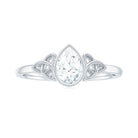 Pear Shaped Moissanite Solitaire Celtic Knot Ring in Bezel Setting Moissanite - ( D-VS1 ) - Color and Clarity - Rosec Jewels