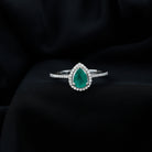 Pear Shaped Emerald Halo Engagement Ring With Moissanite Emerald - ( AAA ) - Quality - Rosec Jewels