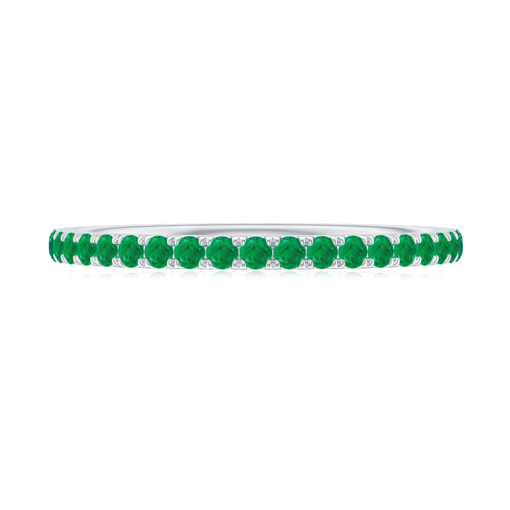 0.50 CT Round Cut Emerald Full Eternity Stackable Ring Emerald - ( AAA ) - Quality - Rosec Jewels