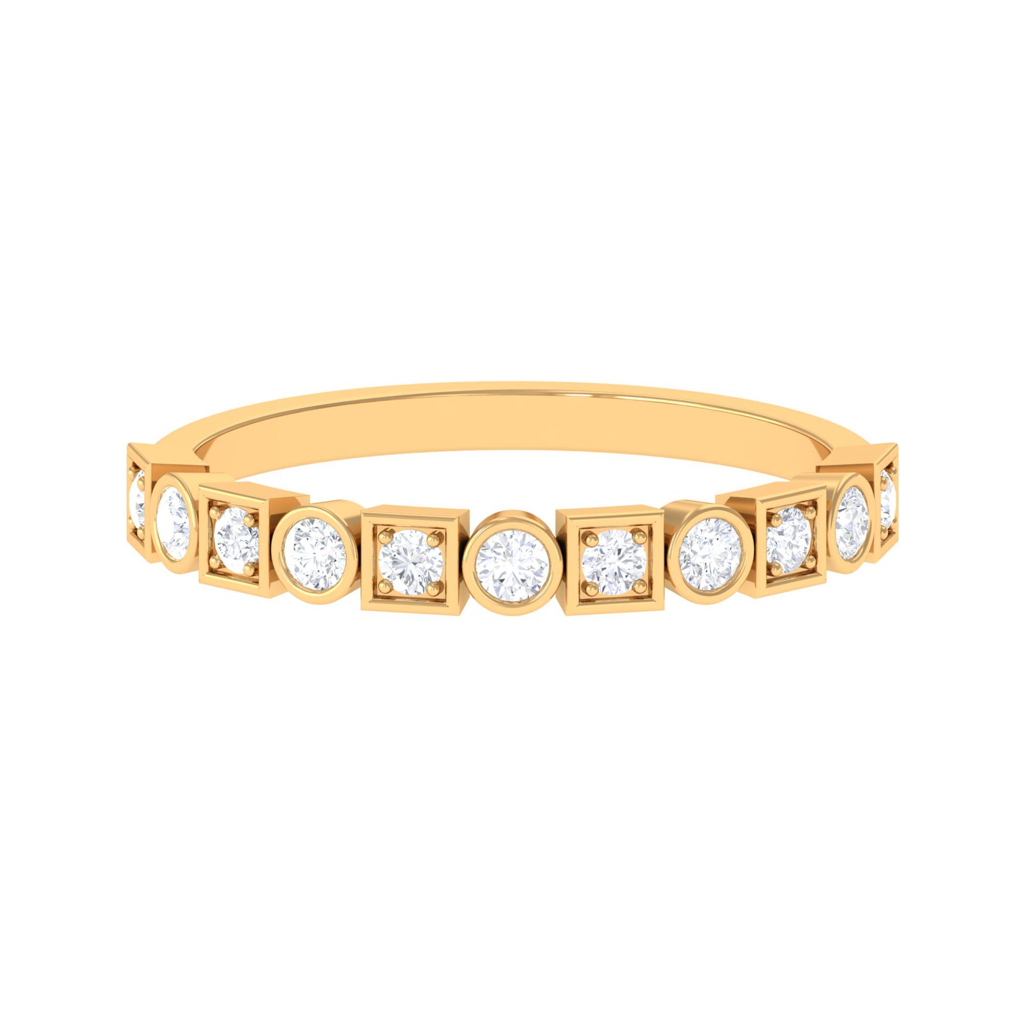 Moissanite Geometric Half Eternity Ring Moissanite - ( D-VS1 ) - Color and Clarity - Rosec Jewels