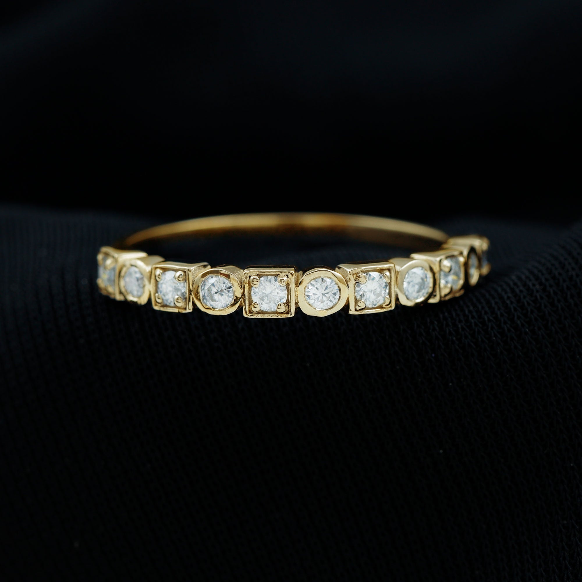 Moissanite Geometric Half Eternity Ring Moissanite - ( D-VS1 ) - Color and Clarity - Rosec Jewels