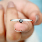 Minimal Black Onyx Solitaire Promise Ring Black Onyx - ( AAA ) - Quality - Rosec Jewels