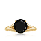 2 CT Black Onyx Solitaire Ring with Hidden Moissanite in Split Shank Black Onyx - ( AAA ) - Quality - Rosec Jewels