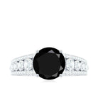 Designer Engagement Ring with Black Spinel and Moissanite Black Spinel - ( AAA ) - Quality - Rosec Jewels