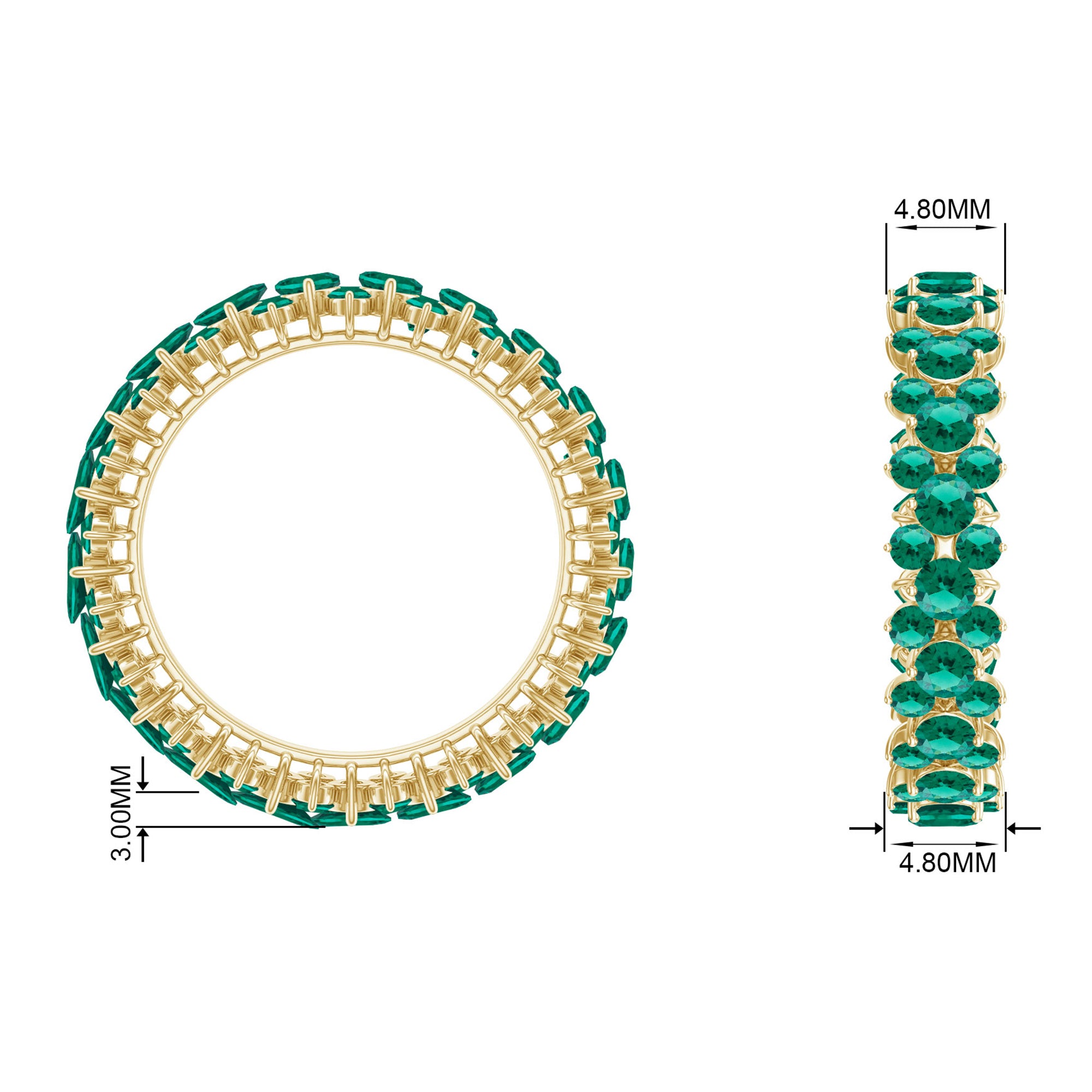 3 CT Prong Set Lab-Created Emerald Full Eternity Band Ring Lab Created Emerald - ( AAAA ) - Quality - Rosec Jewels