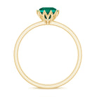 6 MM Round Cut Lab Created Emerald Solitaire Ring in Lotus Basket Setting Lab Created Emerald - ( AAAA ) - Quality - Rosec Jewels