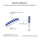 1 CT Created Blue Sapphire and Diamond Antique Half Eternity Band Ring Lab Created Blue Sapphire - ( AAAA ) - Quality - Rosec Jewels