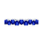 Claw Set Created Blue Sapphire Heart Eternity Band Ring in Gold Lab Created Blue Sapphire - ( AAAA ) - Quality - Rosec Jewels