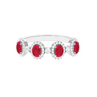 1.5 CT Lab Created Ruby and Diamond Wedding Band Lab Created Ruby - ( AAAA ) - Quality - Rosec Jewels