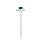 Lab Grown Emerald Minimal Halo Engagement Ring with Diamond Lab Created Emerald - ( AAAA ) - Quality - Rosec Jewels