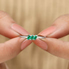 Baguette Cut Lab Grown Emerald Three Stone Promise Ring Lab Created Emerald - ( AAAA ) - Quality - Rosec Jewels