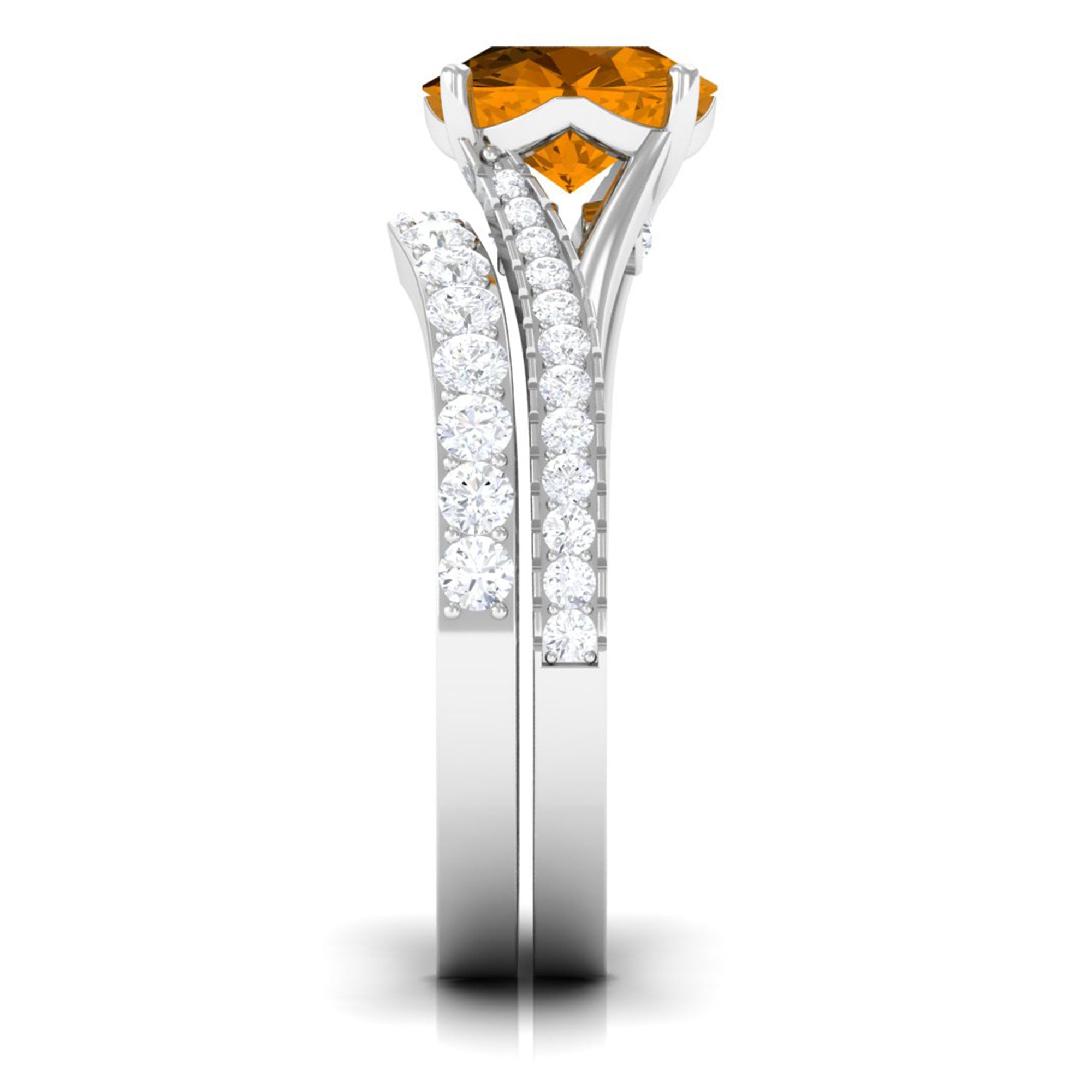 3.50 CT Wedding and Engagement Ring Set with Citrine and Moissanite Citrine - ( AAA ) - Quality - Rosec Jewels