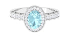 2 CT Oval Sky Blue Topaz Vintage Engagement Ring with Moissanite Halo Sky Blue Topaz - ( AAA ) - Quality - Rosec Jewels