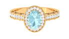 2 CT Oval Sky Blue Topaz Vintage Engagement Ring with Moissanite Halo Sky Blue Topaz - ( AAA ) - Quality - Rosec Jewels