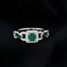 1.25 CT Vintage Emerald Diamond Crossover Engagement Ring Emerald - ( AAA ) - Quality - Rosec Jewels