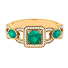 1.25 CT Vintage Emerald Diamond Crossover Engagement Ring Emerald - ( AAA ) - Quality - Rosec Jewels