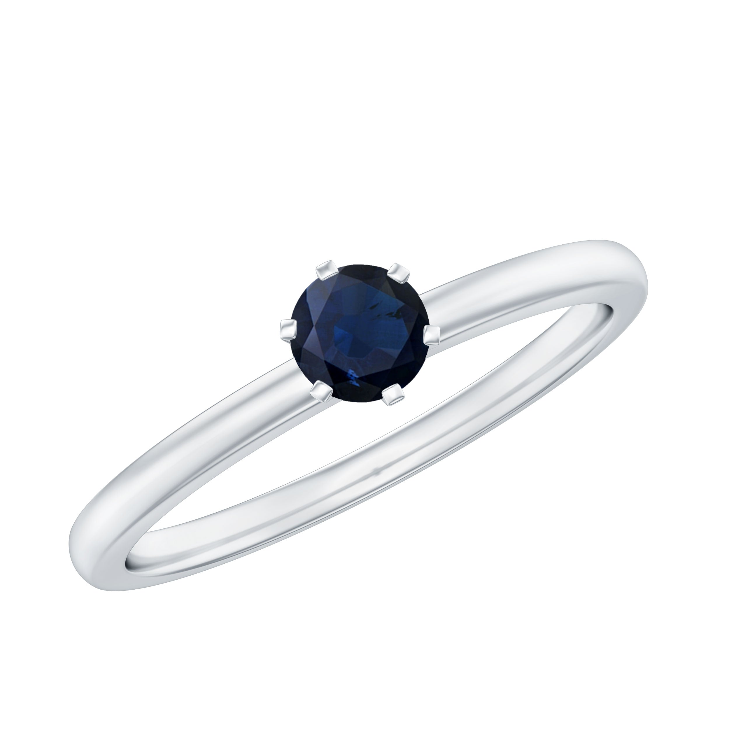 1/4 CT Solitaire Blue Sapphire Promise Ring Blue Sapphire - ( AAA ) - Quality - Rosec Jewels