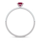 Natural Ruby Solitaire Ring with Diamond Side Stones Ruby - ( AAA ) - Quality - Rosec Jewels