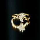 Diamond Floral Ring with Curved Shank Diamond - ( HI-SI ) - Color and Clarity - Rosec Jewels