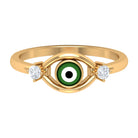 Simple Evil Eye Ring with Certified Moissanite Moissanite - ( D-VS1 ) - Color and Clarity - Rosec Jewels