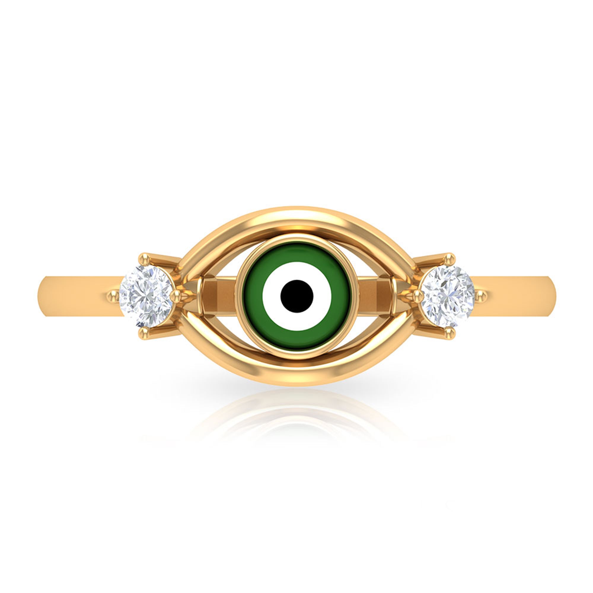 Simple Evil Eye Ring with Certified Moissanite Moissanite - ( D-VS1 ) - Color and Clarity - Rosec Jewels