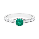 1 CT Classic Emerald and Diamond Ring Emerald - ( AAA ) - Quality - Rosec Jewels