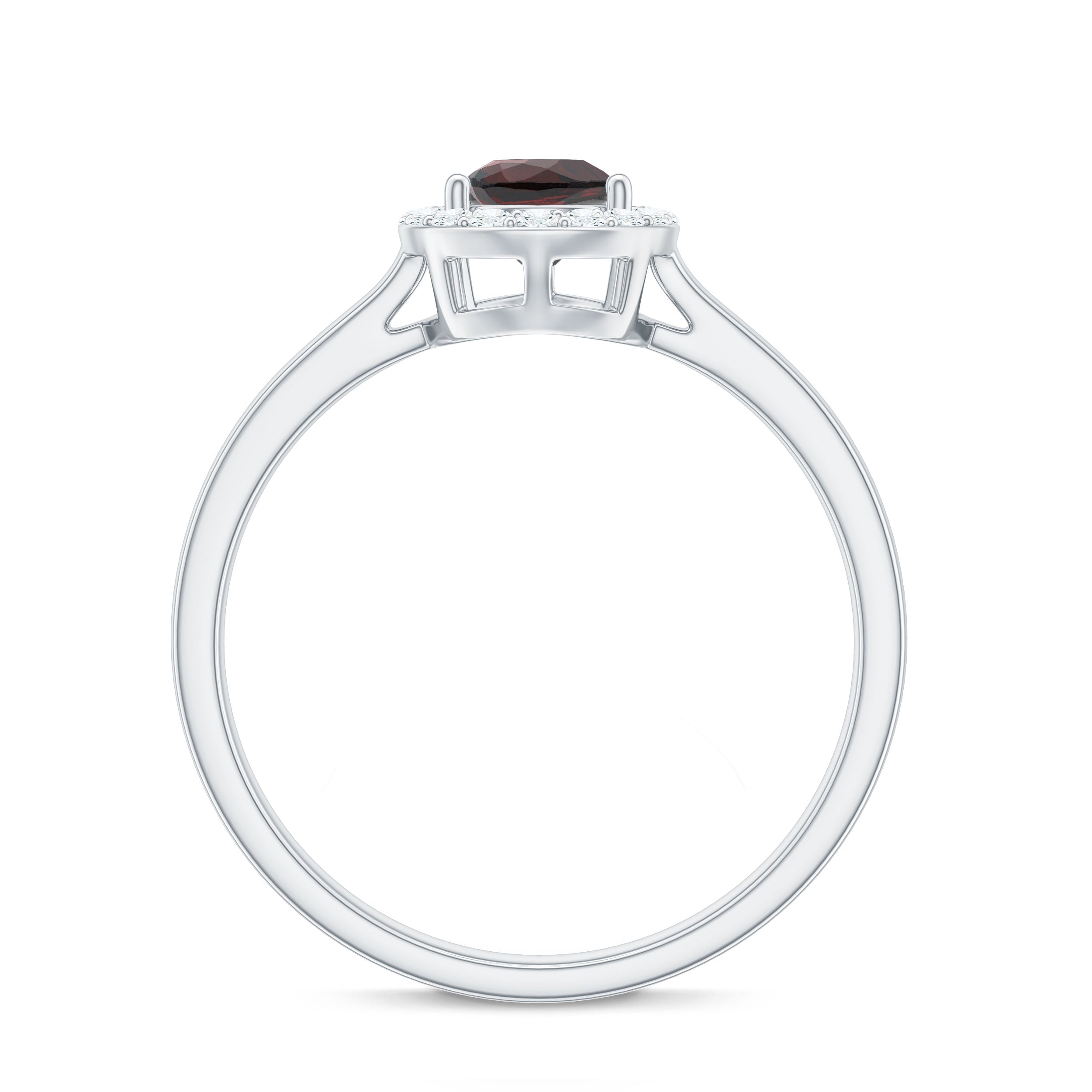 1.25 CT Pear Shape Garnet Ring with Diamond Halo Garnet - ( AAA ) - Quality - Rosec Jewels