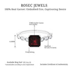 3.25 CT Asscher Cut Garnet Engagement Ring with Diamond Side Stones Garnet - ( AAA ) - Quality - Rosec Jewels