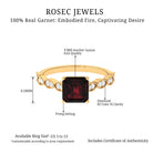 3.25 CT Asscher Cut Garnet Engagement Ring with Diamond Side Stones Garnet - ( AAA ) - Quality - Rosec Jewels