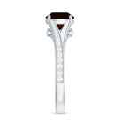 Split Shank Garnet Solitaire Engagement Ring with Diamond Garnet - ( AAA ) - Quality - Rosec Jewels