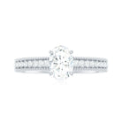 Oval Cut Moissanite Solitaire Engagement Ring with Gold Beaded Moissanite - ( D-VS1 ) - Color and Clarity - Rosec Jewels