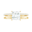 Princess Cut Solitaire Moissanite Double Band Engagement Ring Moissanite - ( D-VS1 ) - Color and Clarity - Rosec Jewels