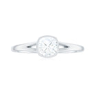 Bezel Set Cushion Cut Moissanite Solitaire Promise Ring in Spilt Shank Moissanite - ( D-VS1 ) - Color and Clarity - Rosec Jewels