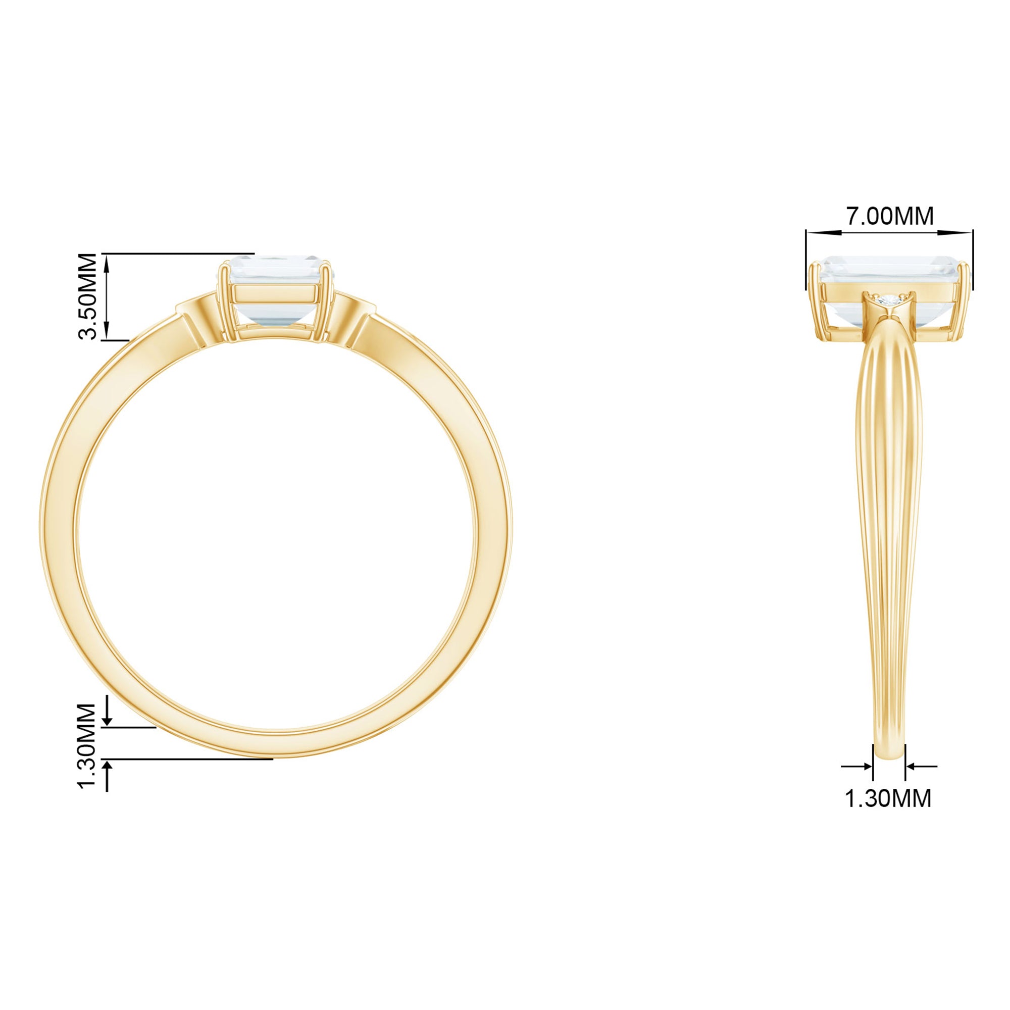 Emerald Cut Moissanite Simple Solitaire Engagement Ring for Girlfriend Moissanite - ( D-VS1 ) - Color and Clarity - Rosec Jewels