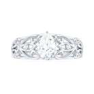 Pear Shaped Moissanite Solitaire Antique Style Ring in Gold Moissanite - ( D-VS1 ) - Color and Clarity - Rosec Jewels