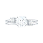 Cushion Cut Moissanite Double Band Promise Ring in Gold Moissanite - ( D-VS1 ) - Color and Clarity - Rosec Jewels