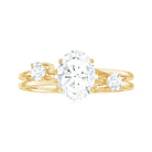 Oval Cut Moissanite Double Band Promise Ring in Gold Moissanite - ( D-VS1 ) - Color and Clarity - Rosec Jewels