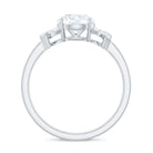 Round Cut Moissanite Solitaire Ring in Spilt Shank Moissanite - ( D-VS1 ) - Color and Clarity - Rosec Jewels