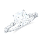 Large Cushion Cut Moissanite Solitaire Engagement Ring in Gold Moissanite - ( D-VS1 ) - Color and Clarity - Rosec Jewels