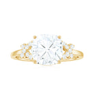 Cushion Cut Moissanite Solitaire Ring in Spilt Shank Moissanite - ( D-VS1 ) - Color and Clarity - Rosec Jewels