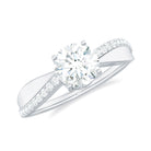 Classic Round Cut Moissanite Solitaire Engagement Ring in Gold Moissanite - ( D-VS1 ) - Color and Clarity - Rosec Jewels